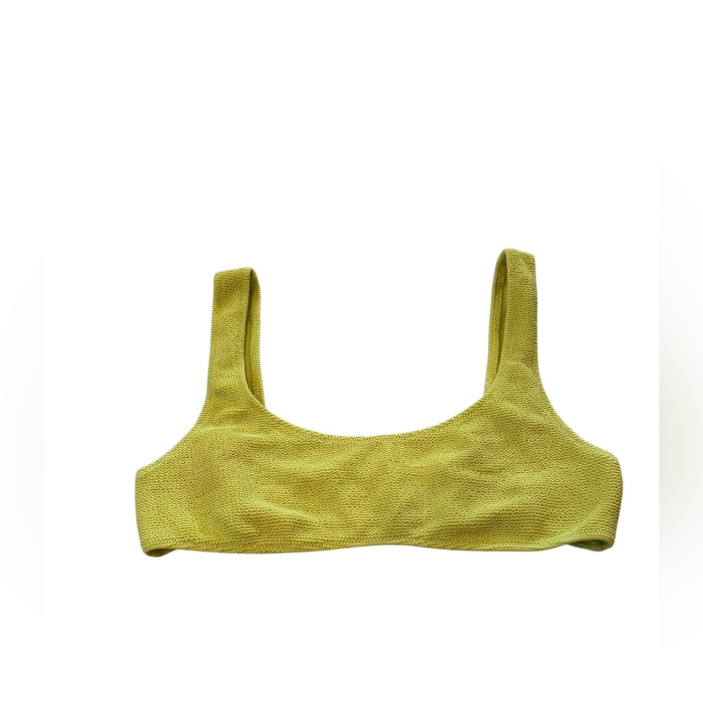 SOLID & STRIPED Textured Bright Yellow Scoop Swim Bikini Top Size Medium